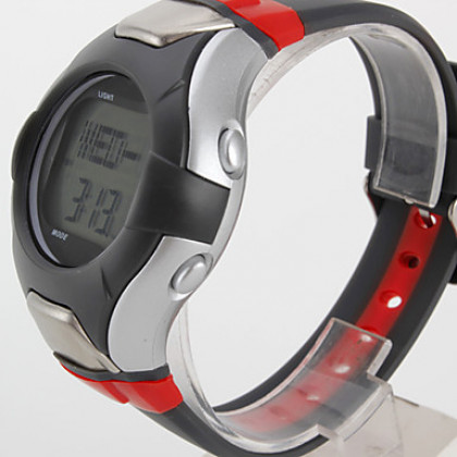 мужчины мульти-функциональный стиль резиновой цифровые автоматические наручные часы с монитор сердечного ритма (черный)
