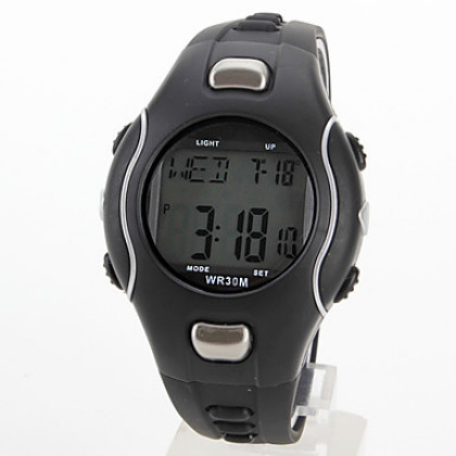 мужчины мульти-функциональный стиль серебристых резиновые цифровых автоматических наручные часы с монитор сердечного ритма (черный)