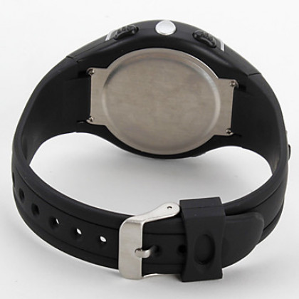 мужчины мульти-функциональный стиль серебристых резиновые цифровых автоматических наручные часы с монитор сердечного ритма (черный)
