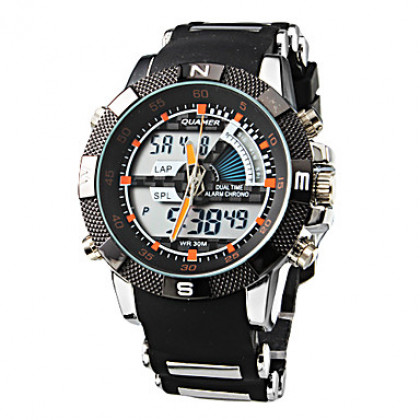 Мужская аналого-цифрового многофункционального черный корпус силиконовой лентой наручные часы (разных цветов)