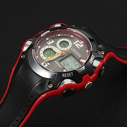 Мужская аналого-цифровой Многофункциональный Черный Резиновая лента Спортивный наручные часы