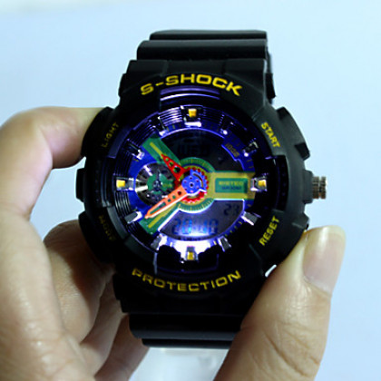 Мужская аналого-цифровой многофункциональный Rubber Band наручные часы (разных цветов)