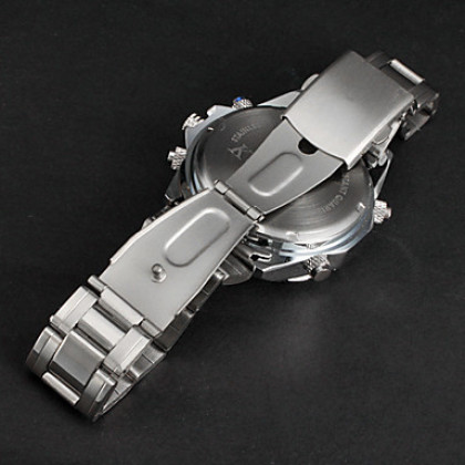 Мужская аналого-цифровой многофункциональный стальной ленты наручные часы