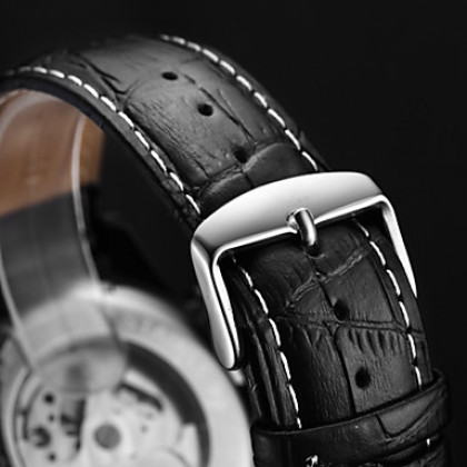 Мужская Авто Механическая Tourbillon 6 Руки черный кожаный ремешок наручные часы