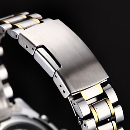 Мужская Автоматическая Механическая 6 Руки Золотой Дело Серебряный стальной ленты наручные часы