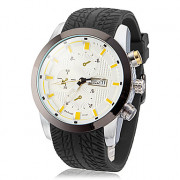 Мужская белый циферблат черный силиконовой лентой Кварцевые аналоговые наручные часы (разных цветов)