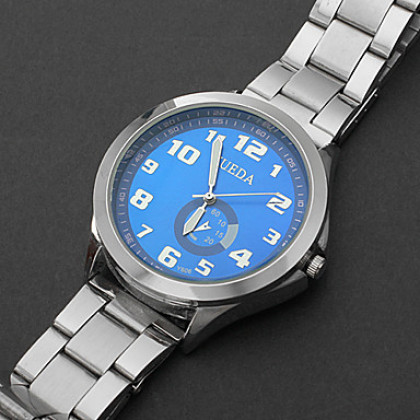Мужская большой набор Простой стиль стали аналоговые автоматические наручные часы Повседневная часы (серебро)