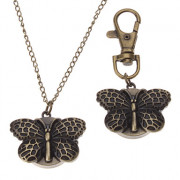 Мужская Butterfly Style сплава Кварцевый брелок Ожерелье Watch (бронза)