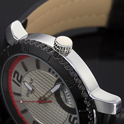 Мужская Черный корпус искусственная кожа аналоговые кварцевые наручные часы (Multi-Color)