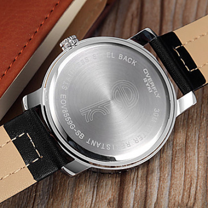 Мужская Черный корпус искусственная кожа аналоговые кварцевые наручные часы (Multi-Color)