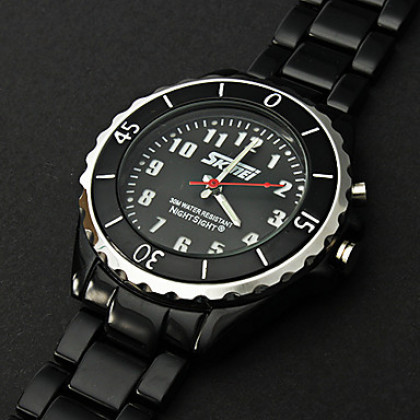 Мужская Черный циферблат черный керамический браслет кварцевые аналоговые наручные часы