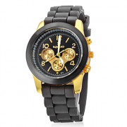 Мужская Черный циферблат черный силиконовой лентой аналоговый Кварцевые наручные часы