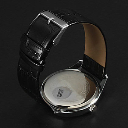 Мужская Черный циферблат Кожаный ремешок кварцевые наручные часы