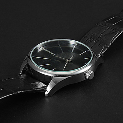 Мужская Черный циферблат Кожаный ремешок кварцевые наручные часы
