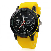 Мужская Черный циферблат силиконовые аналоговые кварцевые наручные часы спорта (случайный цвет)