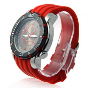 Мужская Черный циферблат силиконовой лентой Спорт Аналоговые кварцевые наручные часы (красный)