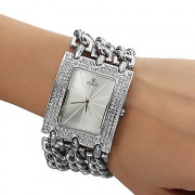 Мужская Diamante Кварцевый Циферблат серебряный браслет Стальной браслет часы (серебро)