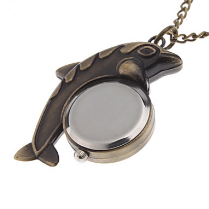 Мужская Dolphin Стиль сплава Кварцевый брелок Ожерелье Watch (бронза)
