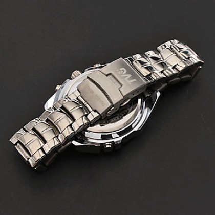 Мужская двойного движения во главе Ana-Digi многофункциональный серебряный сплав группы наручные часы