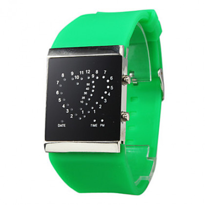 Мужская двойного сердца Pattern Силиконовый цифровой светодиодный наручные часы (разных цветов)