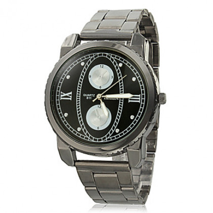 Мужская двойной циферблат отличительный стиль стали аналоговые автоматические наручные часы Повседневная часы (черный)