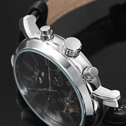 Мужская Функция календаря серебряный циферблат аналогового PU-Авто Механические наручные часы (разных цветов)