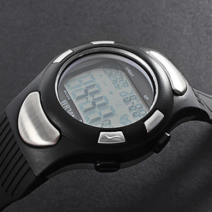 Мужская Heart Rate Monitor Стиль Резиновые Цифровая автоматическая наручные часы с Electro люминесцентные (черный)