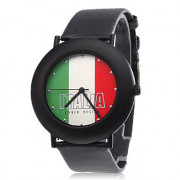 Мужская Италия Стиль PU аналоговые кварцевые наручные часы (черный)