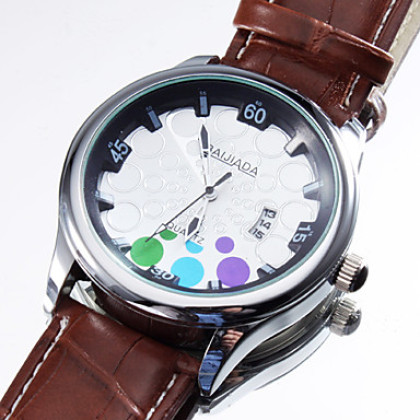 Мужская календарь Стиль кварцевые аналоговые PU наручные часы (разных цветов)