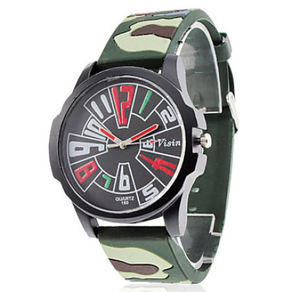 Мужская Камуфляж Стиль Силиконовый аналоговые кварцевые наручные часы (Multi-Colored)
