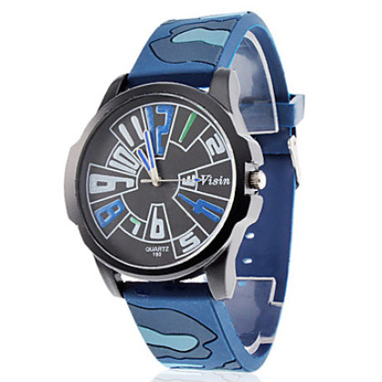 Мужская Камуфляж Стиль Силиконовый аналоговые кварцевые наручные часы (Multi-Colored)
