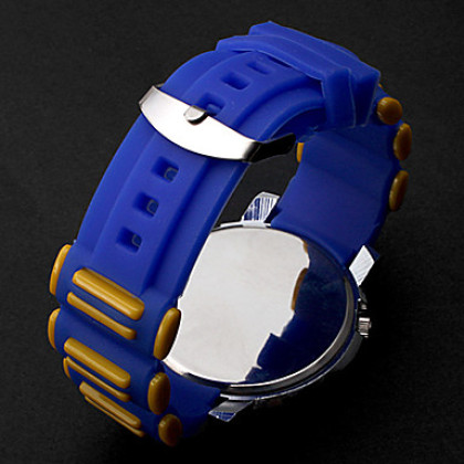 Мужская Компас-Style Синяя шкала Силиконовые Аналоговые кварцевые часы спортивные часы (синий)