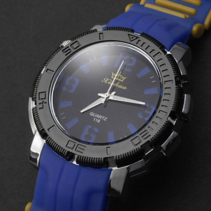 Мужская Компас-Style Синяя шкала Силиконовые Аналоговые кварцевые часы спортивные часы (синий)