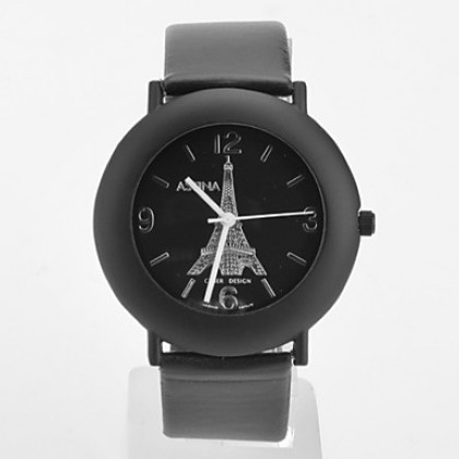 Мужская кожа аналоговые кварцевые наручные часы (черный)