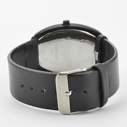 Мужская кожа аналоговые кварцевые наручные часы с эллиптическими случае (черный)