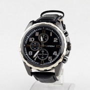Мужская Кожаный ремешок спортивный дизайн Кварцевые аналоговые наручные часы (черный и белый)