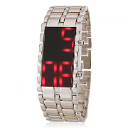 Мужская Красный светодиодный цифровой циферблат стальной ленты наручные часы