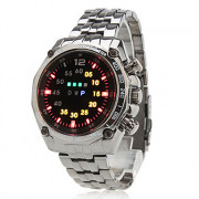Мужская красочные светодиодный цифровой серебряный сплав группы наручные часы