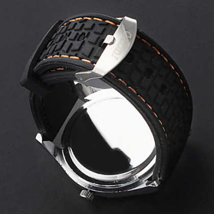 Мужская Круг силиконовой лентой Аналоговые кварцевые наручные спортивные часы (черный)