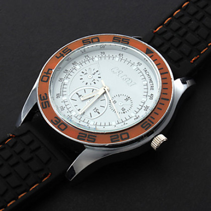 Мужская Круг силиконовой лентой Аналоговые кварцевые наручные спортивные часы (черный)