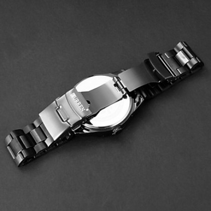Мужская Круглый циферблат чистой стали черные полосы Кварцевые аналоговые наручные часы (разных цветов)
