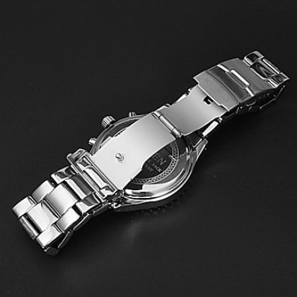Мужская Круглый циферблат Стальной браслет кварцевые аналоговые наручные часы (разных цветов)