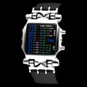 Мужская Матрица Красочный светодиодные Черный резиновый ремешок наручные часы (разных цветов)