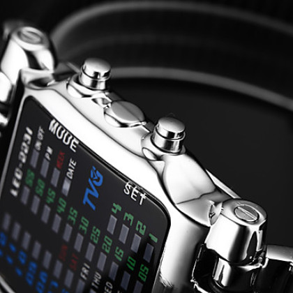 Мужская Матрица Красочный светодиодные Черный резиновый ремешок наручные часы (разных цветов)