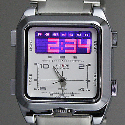 Мужская Многофункциональный аналого-цифрового набора стальной ленты наручные часы (серебро)