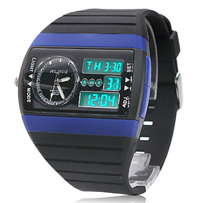 Мужская Многофункциональный аналого-цифрового площади набора Rubber Band наручные часы (разных цветов)