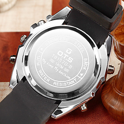 Мужская Многофункциональный аналого-цифрового сплав Циферблат силиконовой лентой Кварцевые наручные часы (разных цветов)