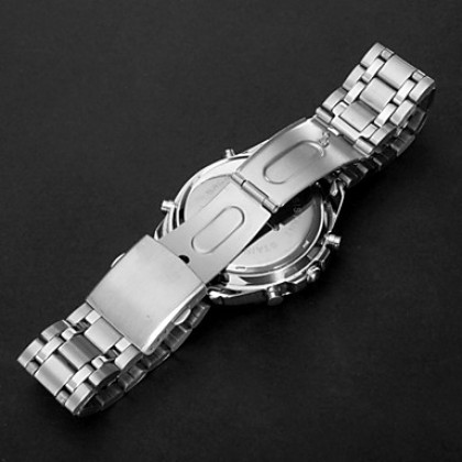 Мужская Многофункциональный аналого-цифрового Стальной браслет кварцевые аналоговые наручные часы (разных цветов)