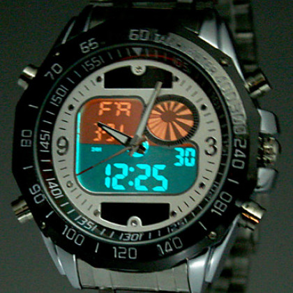 Мужская Многофункциональный аналого-цифрового Стальной браслет кварцевые аналоговые наручные часы (разных цветов)