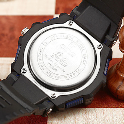 Мужская многофункциональный аналого-цифровой набор круглый резиновый ремешок кварцевые наручные часы (разных цветов)